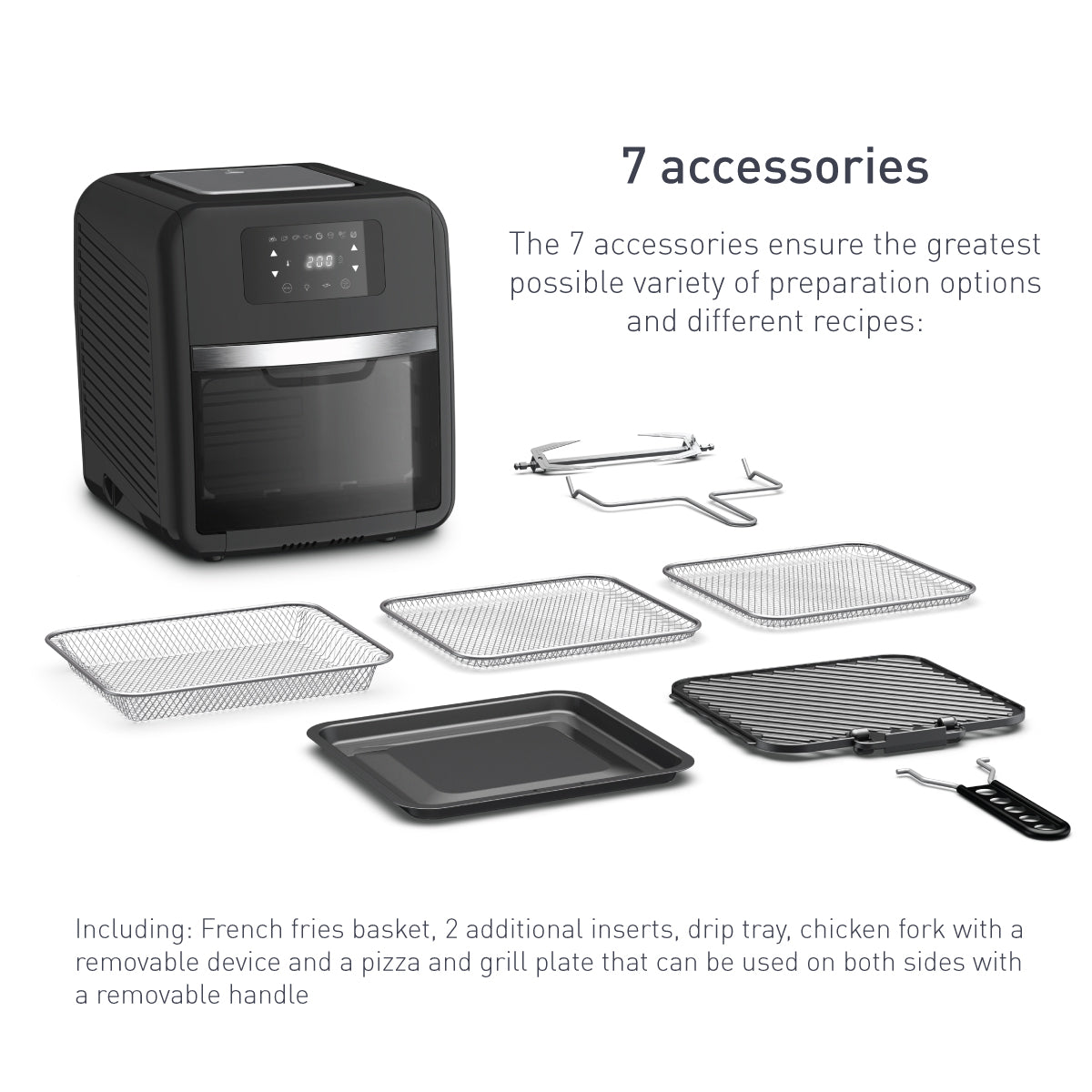 Tefal Easy Fry Healthy Air Fryer Oven & Grill w/7 Accessories 11L 9-in-1 FW5018 8 Programmes, 99% Less Fat, Rotisserie, Easy-to-Clean