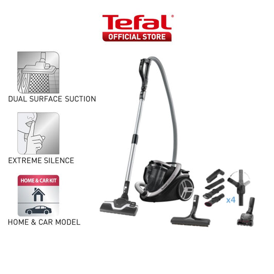 Tefal Silent Force Cyclonic Bagless Vacuum (Silver) TW7689 – Ergonomic, Extreme Silence, Easy Emptying, Animal Setting, 2.5L Dust Bag
