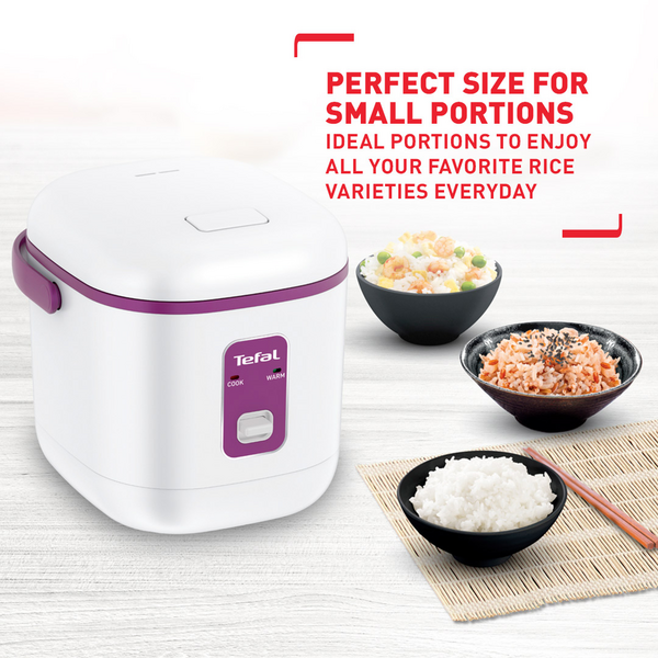 Tefal Mechanical Mini Rice Cooker 0.4L RK1721 Durable Non-Stick, Removable Inner Lid, Convenient Storage, Easy to Clean, 2 Cups