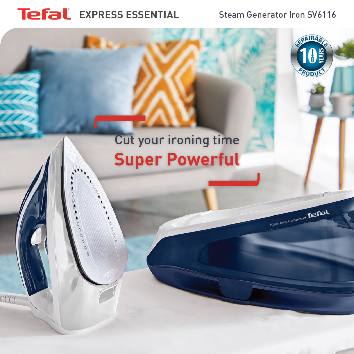 Tefal Express Easy Steam Station Steam Generator 1.4L 2200W SV6116 270g Steam Boost, Smart Technology, Compact, Flawless Glide