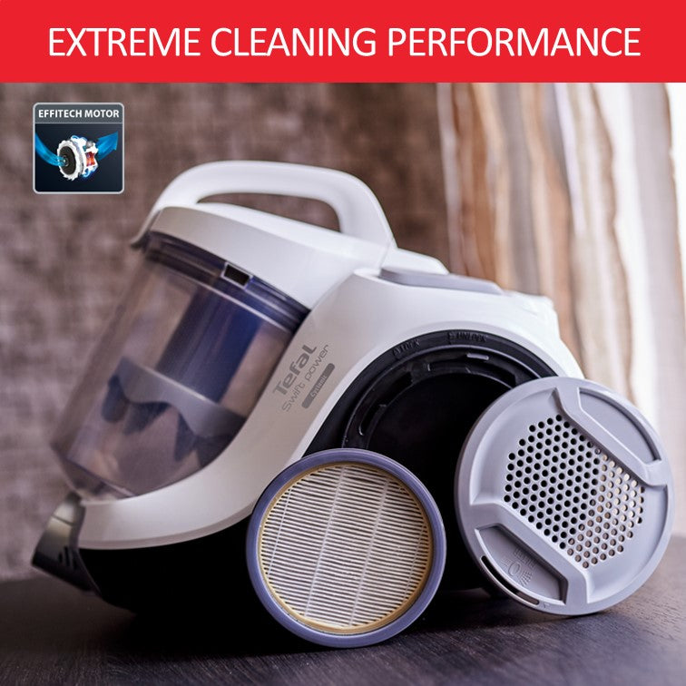 Tefal Swift Power Cyclonic Bagless Vacuum Cleaner TW2947  3 Accessories, Advanced Cyclonic Technology, Compact, Extreme Hygiene, 750W, 5M Cord