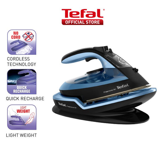 Tefal Freemove Air Cordless Steam Iron 2400W FV6551  190g Steam Boost, Cordless, Lightweight, Anti-Drip, Smart Technology, Ergonomic