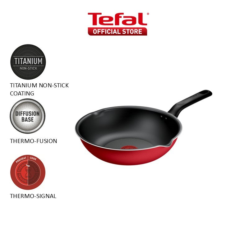 Tefal Red Frying Pan/ Deep Frying Pan 24cm/28cm/ Wokpan with Glass Lid 28cm/32cm