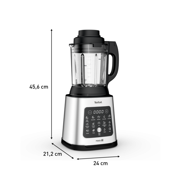 Tefal Perfectmix Cook Heating High Speed Blender with Steam Basket ,1.75L 1400W Heating Thermo resistant glass jar 25K RPM, 10 automatic programs (6 hot + 4 Cold), BL83SD
