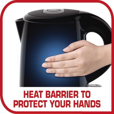 Tefal Safe Tea Kettle 1.0L Black KO2618 Double layer insulation, Safe to touch, 360 degrees rotational base, auto off