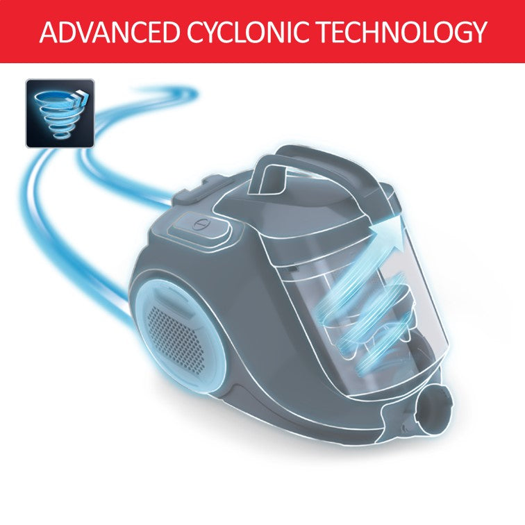 Tefal Swift Power Cyclonic Bagless Vacuum Cleaner TW2947  3 Accessories, Advanced Cyclonic Technology, Compact, Extreme Hygiene, 750W, 5M Cord