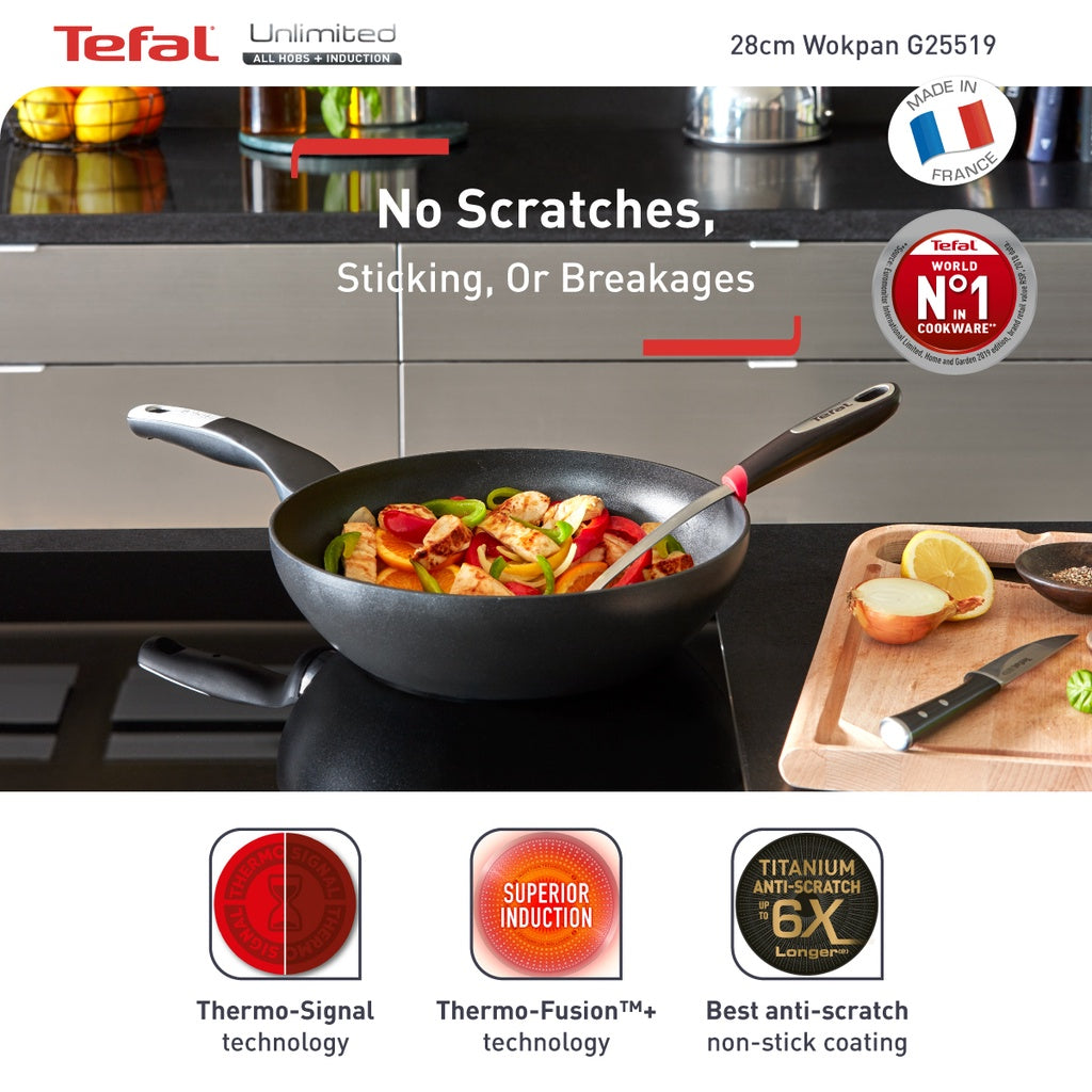 Tefal Unlimited Range Black IH Saute-pan, Pancake Pan, Multi-Pan, Chinese Wok, Wokpan, Frypan, Shallow Pan 18cm - 36cm