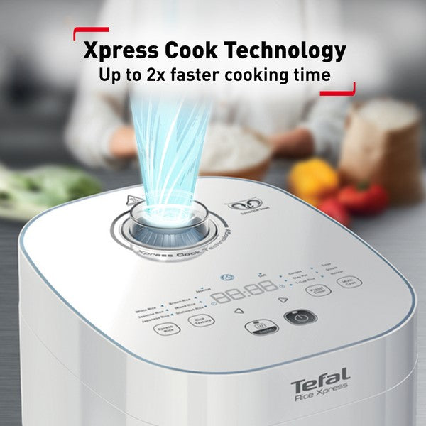 Tefal Xpress Fuzzy Logic Rice Cooker 1.5L RK5221 12 Programmes, Non-Stick, Removable Inner Lid, 2x Faster, 8 Cups
