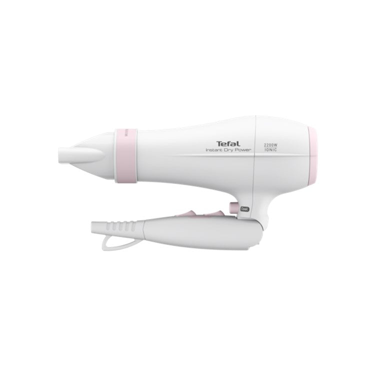 Tefal Instant Dry Foldable Hair Dryer with Concentrator, 6 Positions Custom Settings, Cool Air Shot, Removable Rear Grid, 1.8m Cord, 2200W HV6092