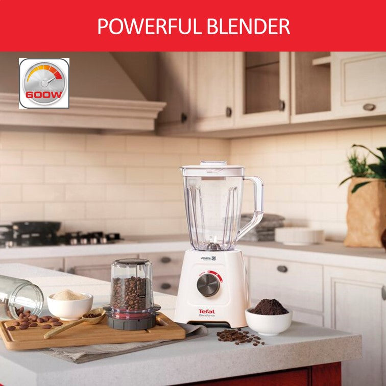 Tefal Blendforce Blender w/Grinder, Chopper & Spatula BL4291 - 600W, 2 speeds + pulse, 2L plastic jug, smart lock system
