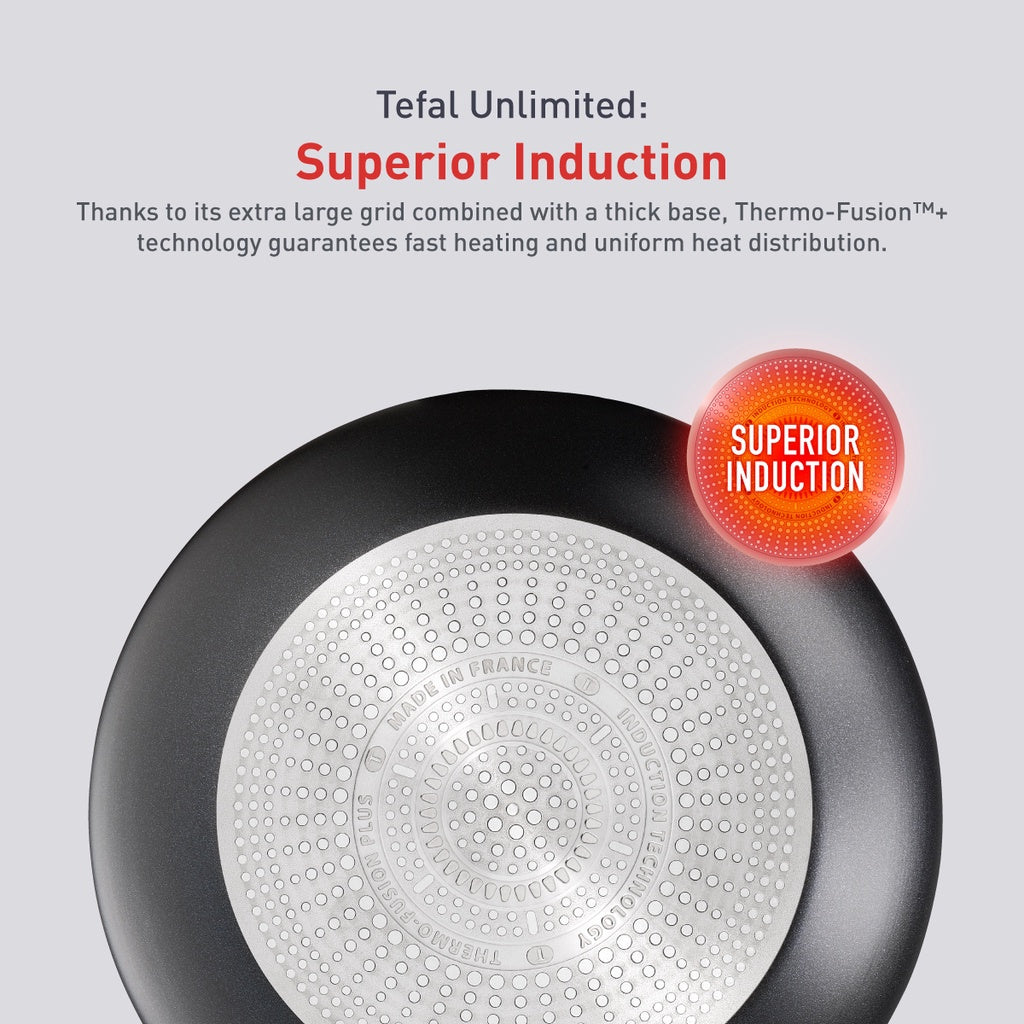 Tefal Unlimited Range Black IH Saute-pan, Pancake Pan, Multi-Pan, Chinese Wok, Wokpan, Frypan, Shallow Pan 18cm - 36cm