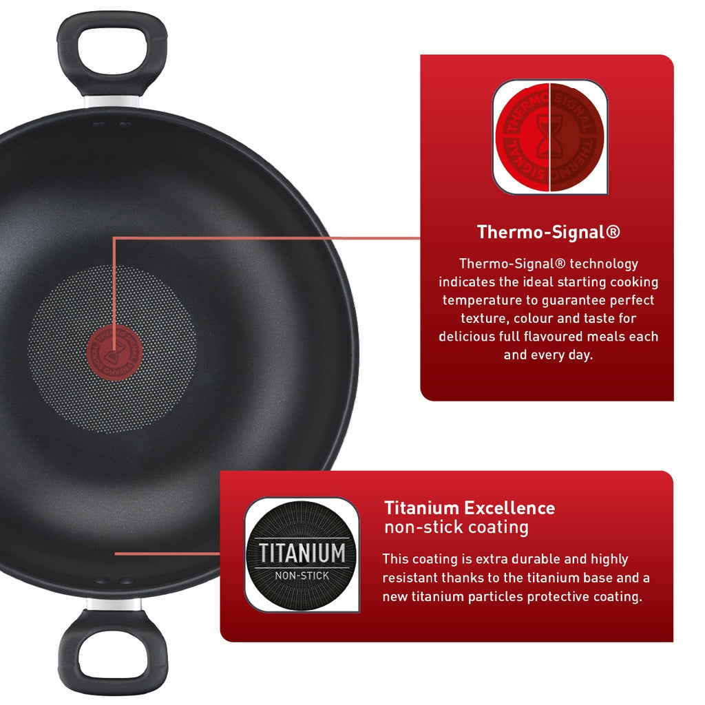 Tefal Cook Easy Range Wok Pan, Chinese Wok 28cm/32cm/36cm