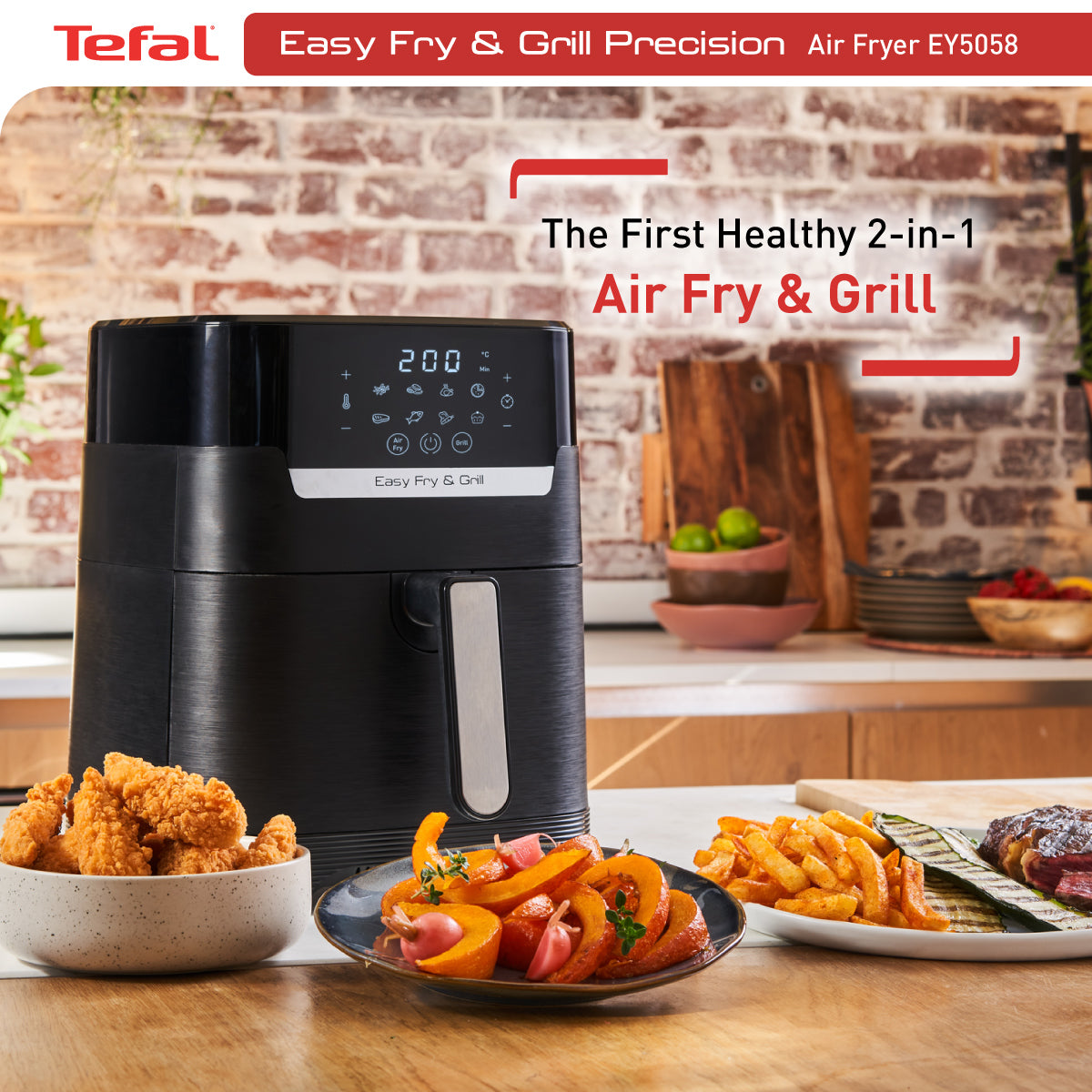 Tefal Easy Fry & Grill Precision 4.2L Healthy Air Fryer (1400W) EY5058 8 Programmes, Roasted Chicken, Extra Crisp, Fast Cooking, Easy-to-Clean