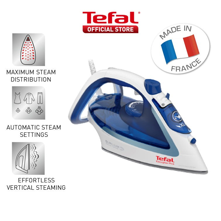 Tefal Durilium Airglide Technology Easygliss Steam Iron 270ml 2400W FV5715 190g Steam Boost, Easy Maintenance, Durable, Versatile, Fastest Glide