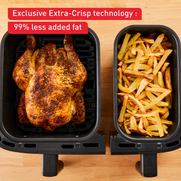 Tefal Dual Easy Fry & Grill Air Fryer 8.3L EY905B two drawers, 8 programmes, family-friendly, cook two dishes at the same time, energy saving