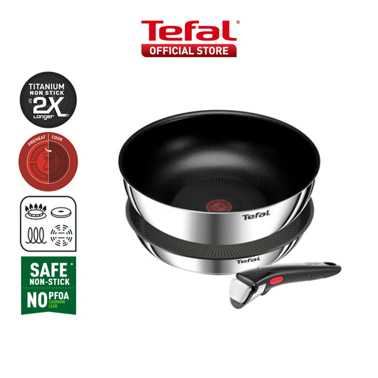 Tefal Ingenio Stainless Steel Sets- Edition (3pc) L897S3/Effective (6pc) L89796/White Gold Edition (8pc) L895S8