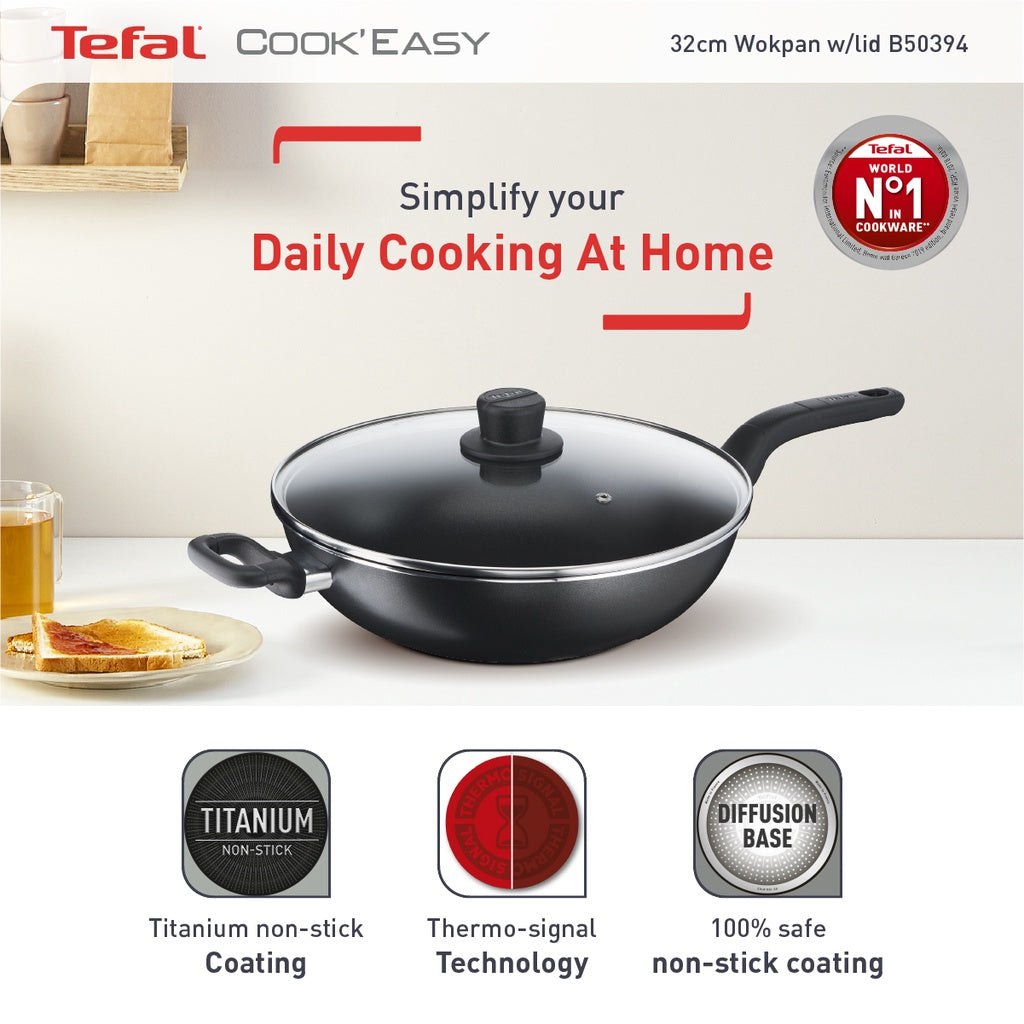 Tefal Cook Easy Range Wok Pan, Chinese Wok 28cm/32cm/36cm