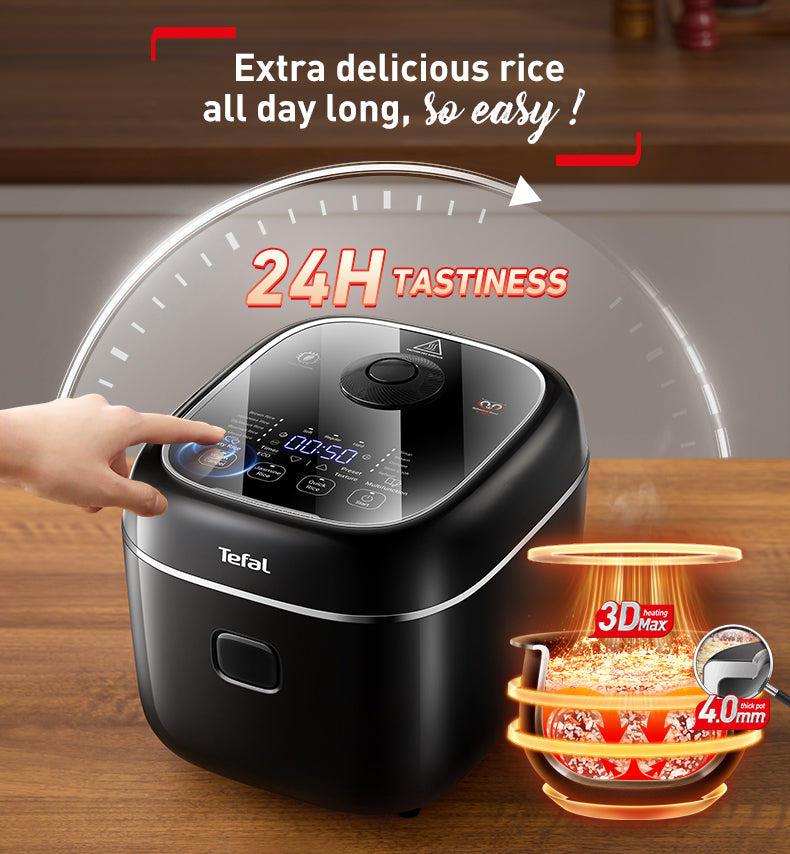 Tefal Delirice Max Fuzzy Logic 1.8L Rice Cooker RK7778 – 10 cups, 13 programs, 4mm spherical pot with ceramic coating