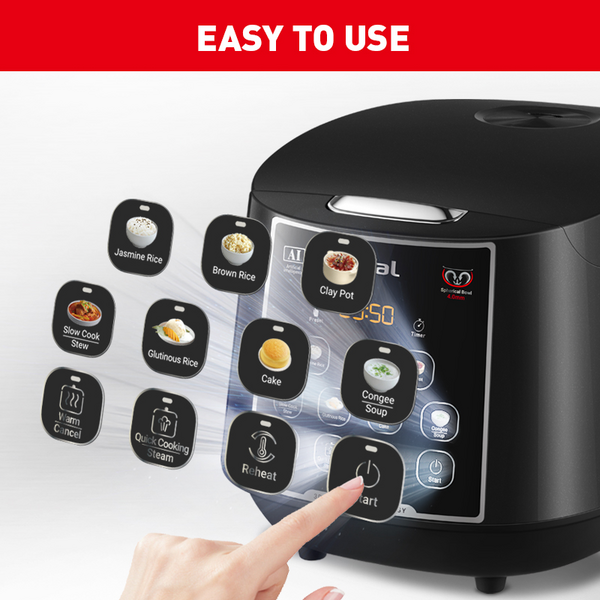 Tefal Easy Rice Max Rice Cooker 1.8L RK7378 4mm spherical pot, 11 programmes, removable inner lid, 24hr keep warm