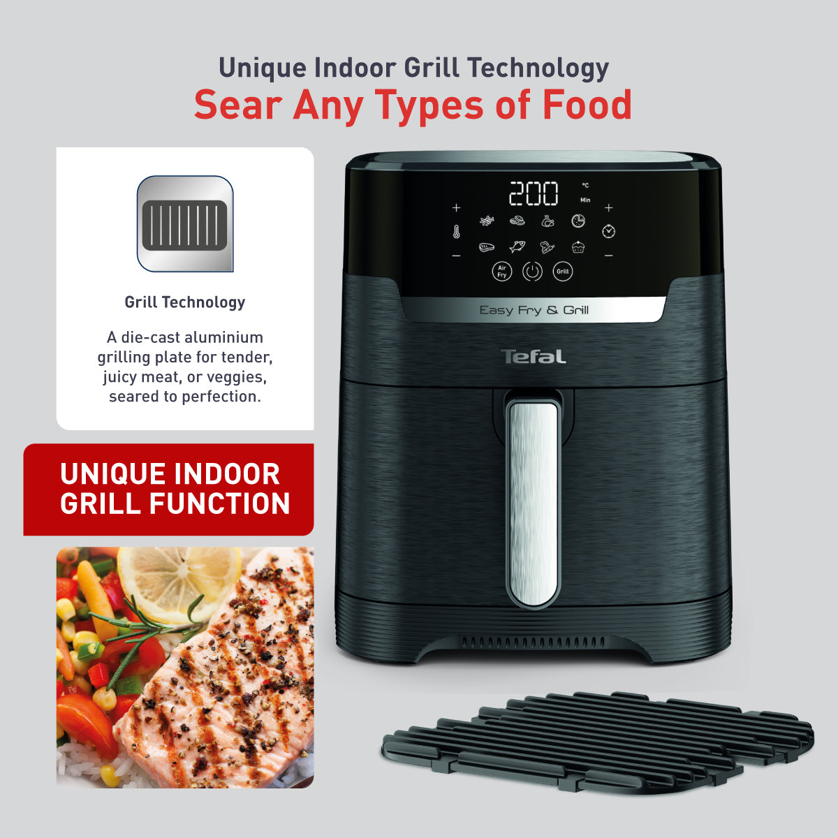 Tefal Easy Fry & Grill Precision 4.2L Healthy Air Fryer (1400W) EY5058 8 Programmes, Roasted Chicken, Extra Crisp, Fast Cooking, Easy-to-Clean