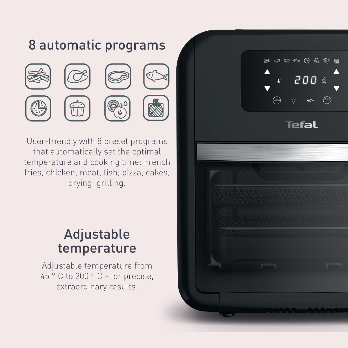 Tefal Easy Fry Healthy Air Fryer Oven & Grill w/7 Accessories 11L 9-in-1 FW5018 8 Programmes, 99% Less Fat, Rotisserie, Easy-to-Clean