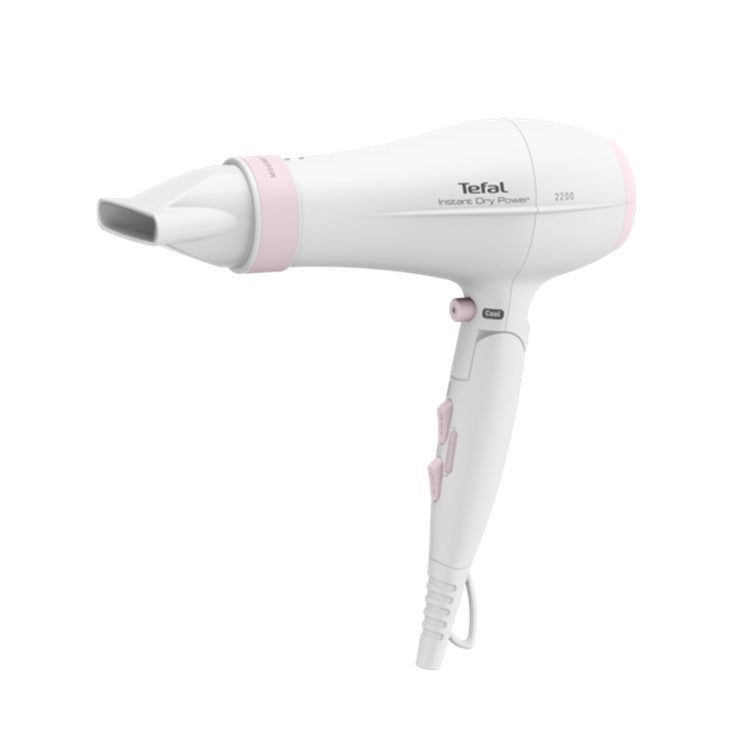 Tefal Instant Dry Foldable Hair Dryer with Concentrator, 6 Positions Custom Settings, Cool Air Shot, Removable Rear Grid, 1.8m Cord, 2200W HV6092
