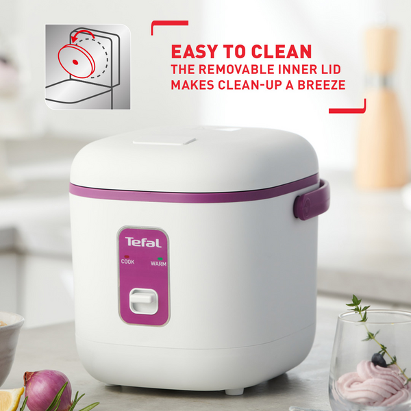 Tefal Mechanical Mini Rice Cooker 0.4L RK1721 Durable Non-Stick, Removable Inner Lid, Convenient Storage, Easy to Clean, 2 Cups
