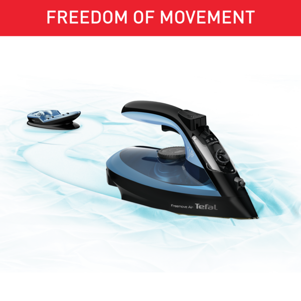 Tefal Freemove Air Cordless Steam Iron 2400W FV6551 190g Steam Boost, Cordless, Lightweight, Anti-Drip, Smart Technology, Ergonomic