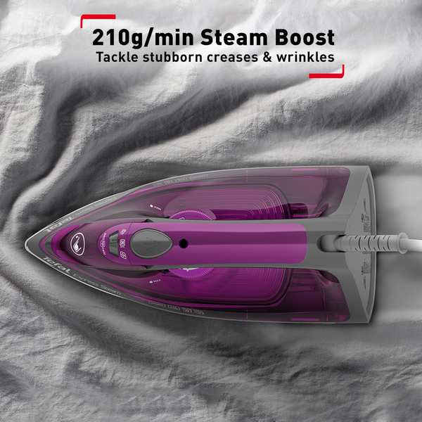 Tefal Express Steam Iron (Powergliss Ceramic Soleplate) 270ml 2600W FV2843 210g Steam Boost, Anti-Drip, Easy Refill, Fast Glide