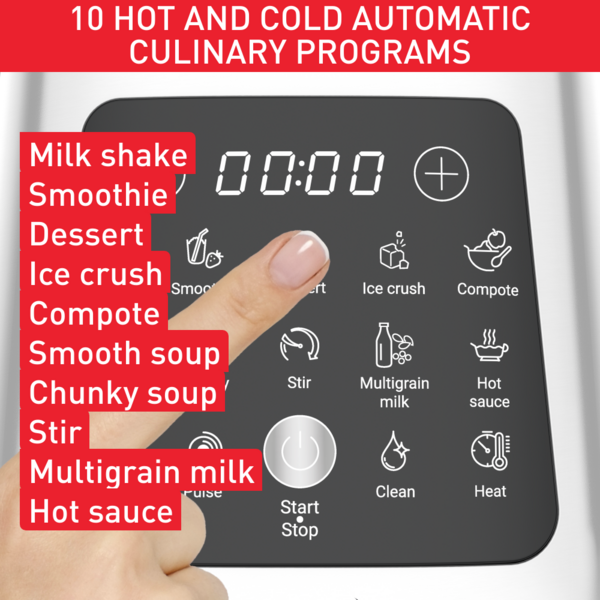Tefal Perfectmix Cook Heating High Speed Blender with Steam Basket ,1.75L 1400W Heating Thermo resistant glass jar 25K RPM, 10 automatic programs (6 hot + 4 Cold), BL83SD