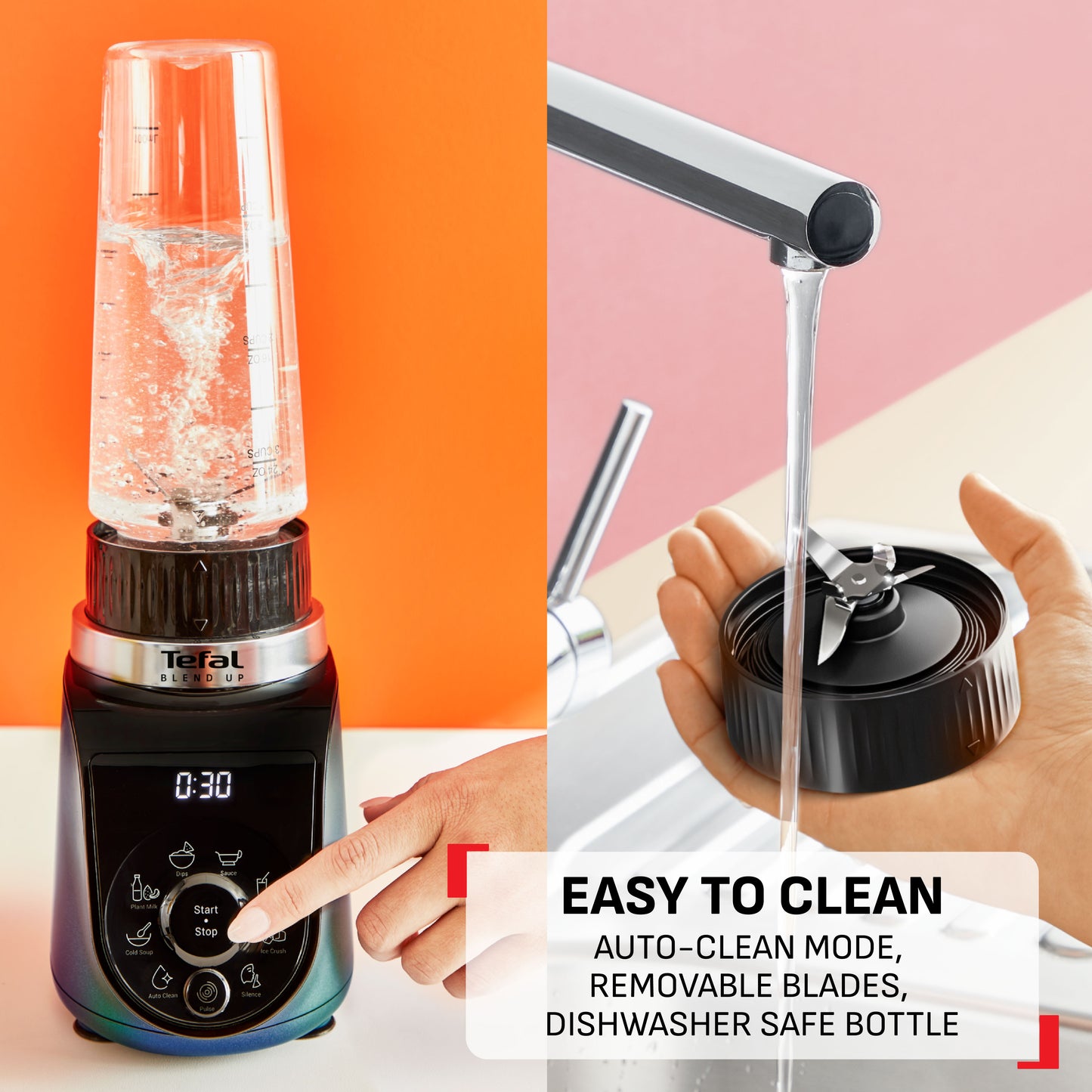 Tefal BlendUp Personal Blender BL19H4 ƒ?? Removable blades, 2 dishwasher safe BPA-free Tritan jars, 1000W, 8 auto programs