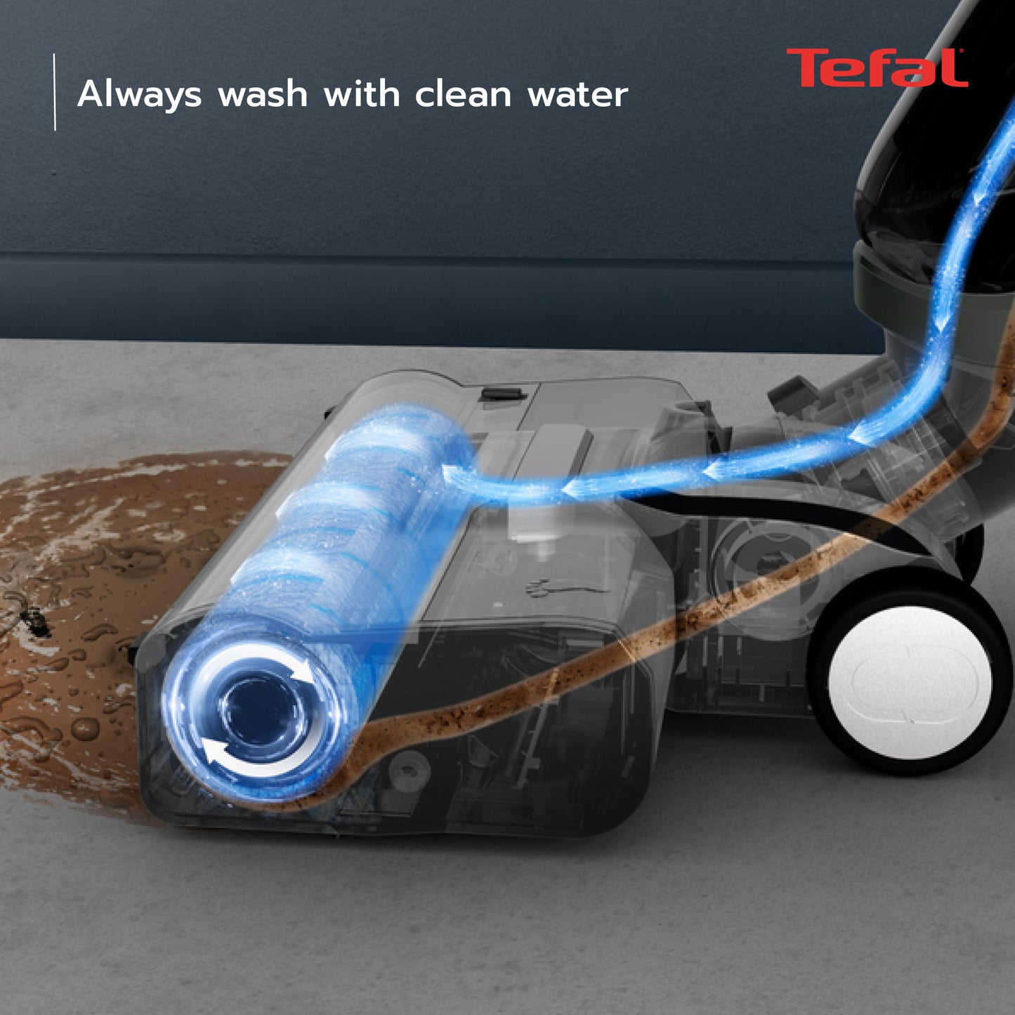 Tefal X-Clean 4 Wet & Dry Handstick Vacuum GF5035 - 2-in-1 Vacuum & Wash, Edge Cleaning, Self-Cleaning, Smart Dirt Detection, LED Display