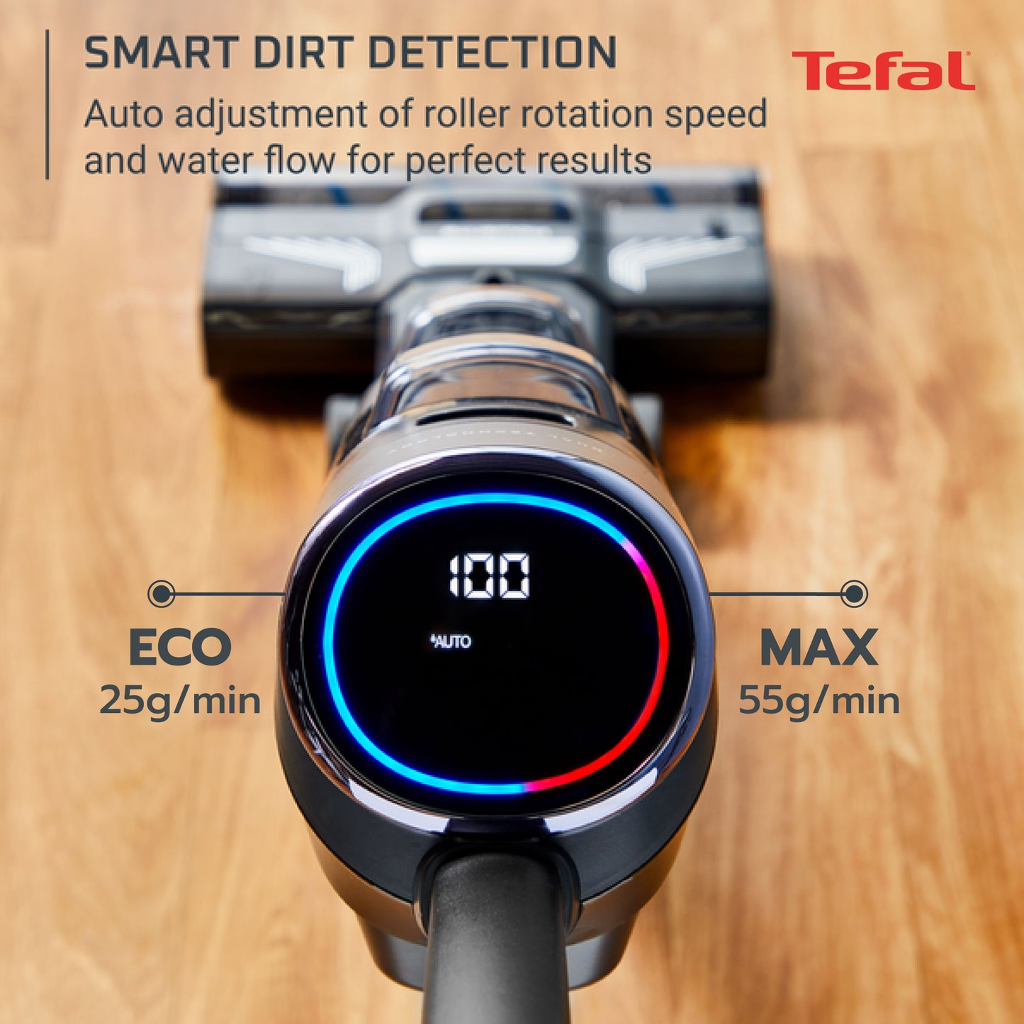 Tefal X-Clean 4 Wet & Dry Handstick Vacuum GF5035 - 2-in-1 Vacuum & Wash, Edge Cleaning, Self-Cleaning, Smart Dirt Detection, LED Display