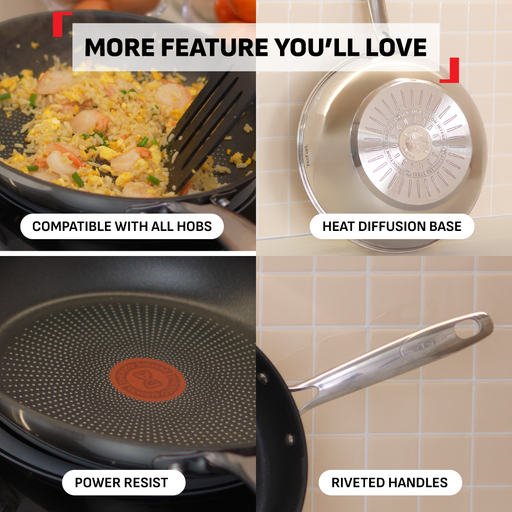 Tefal Duetto+ Range Saucepan, Stew Pot, Fry Pan, Wok Pan 18cm/20cm/24cm/28cm