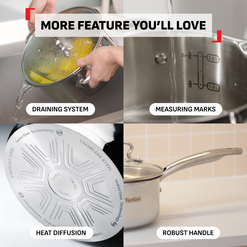 Tefal Duetto+ Range Saucepan, Stew Pot, Fry Pan, Wok Pan 18cm/20cm/24cm/28cm