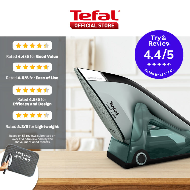 Tefal Duo Power 2 in 1 Iron & Steam JF4033 – Safety Auto Off, Lightweight, Powerful, Suitable for All Fabric