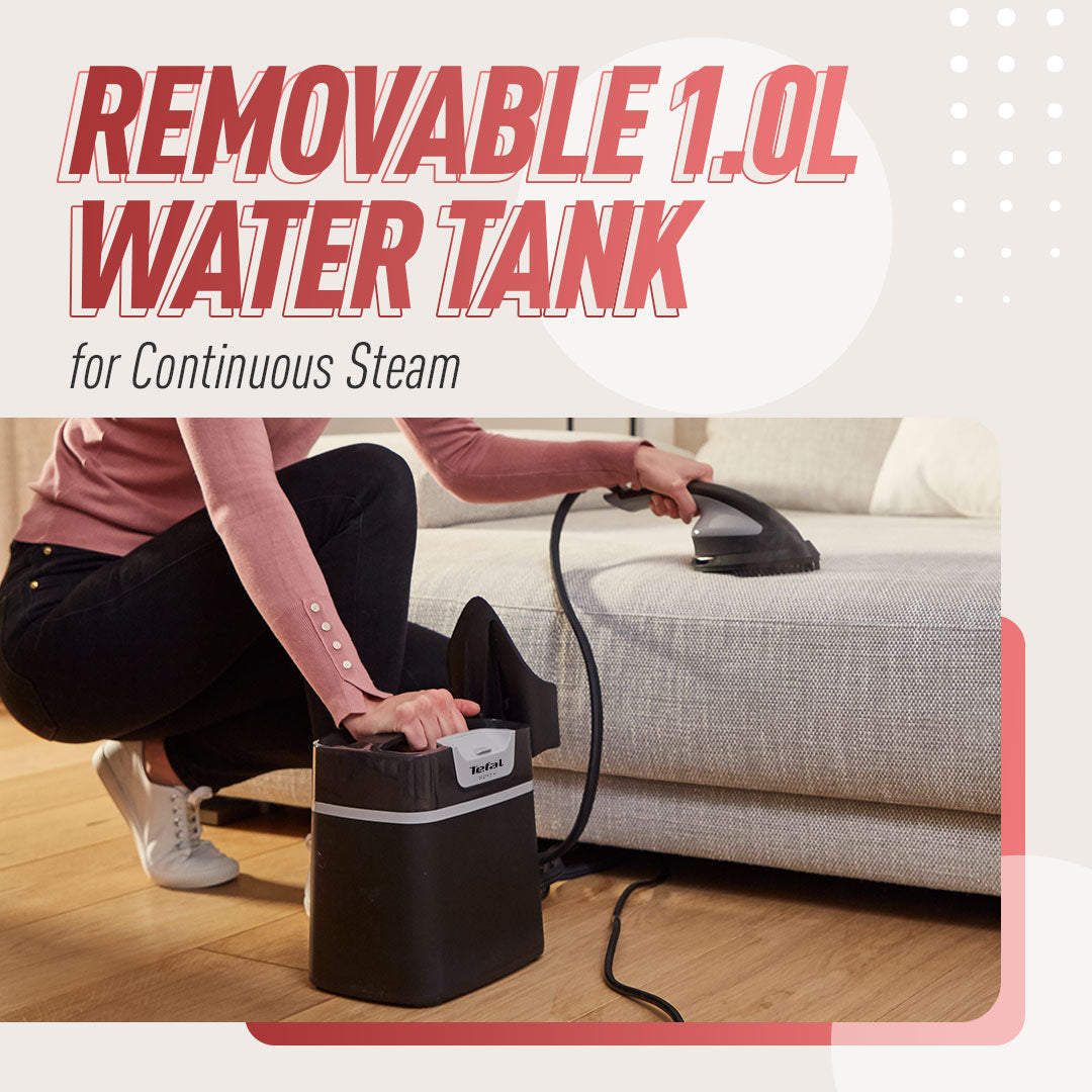 Tefal All-in-One Ironing IXEO+ Garment Steamer QT1510 - Powerful Steam, XL Water Tank, Easy-Carry, Removable Base, Fast Heat-up, Attached Wheels
