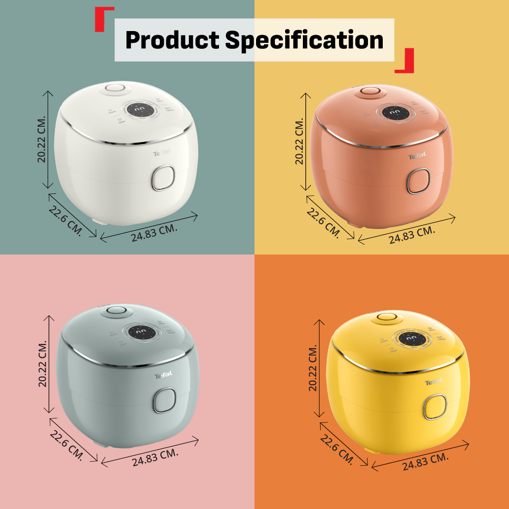 (NEW) Tefal POP 0.7L Rice Cooker - Small and Compact, Fuzzy Logic, 8 Programs, NFC Recipes, Removable Inner Lid