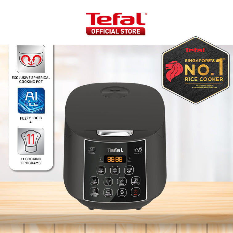 Tefal Easy Plus Rice Cooker 1.8L RK736B - 11 programs, Artificial Intelligence, spherical pot, removeable inner lid, 10 cups