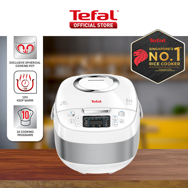 Tefal Delirice Compact Fuzzy Logic Spherical Rice Cooker 1L RK7501 10 Programmes, AI, 6-Layer, Ideal for Couples, 5.5 Cups