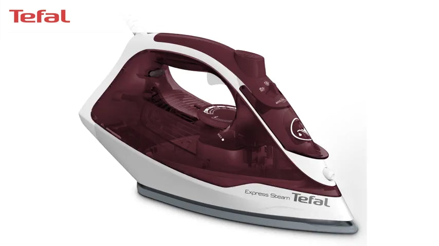 Tefal Express Steam Ceramic Soleplate Iron 270ml 2600W (Red) FV2869  Powerful, Anti-Drip, Enhanced Safety, Convenient, Easy-to-Use