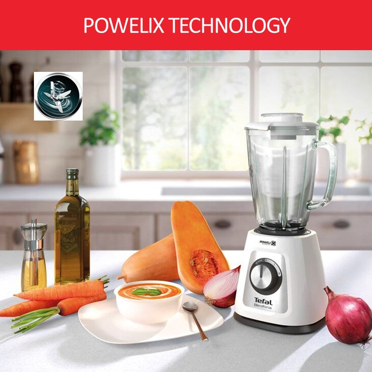 Tefal Blendforce 2 Glass Blender BL4361 - POWELIX technology, 800W, 2 speeds and pulse, 1.75L thermal shock resistant glass jug, smart lock system, additional chopper