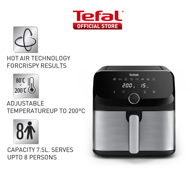 Tefal Easy Fry Mega Digital Air Fryer 7.5L EY855D XL capacity, compact, 8 preset programmes, energy saving, dishwasher safe