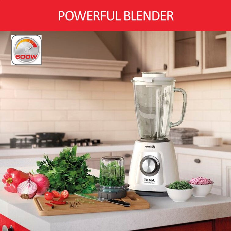 Tefal Blendforce 2 Glass Blender BL4361 - POWELIX technology, 800W, 2 speeds and pulse, 1.75L thermal shock resistant glass jug, smart lock system, additional chopper