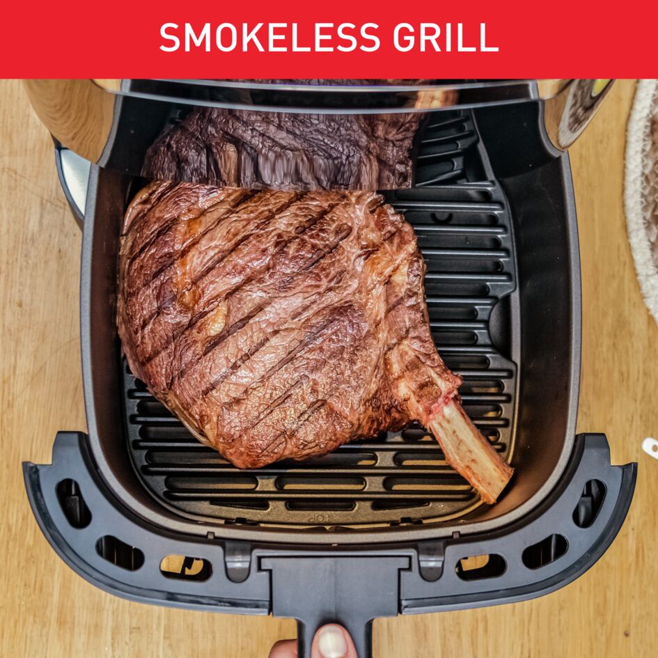 Tefal Easy Fry Healthy Air Fryer & Grill XXL Digital 6.5L EY8018 + free oven mitt & pot holder set - 8 preset programmes, dual zone cooking, removable divider, comes with die cast grill grid