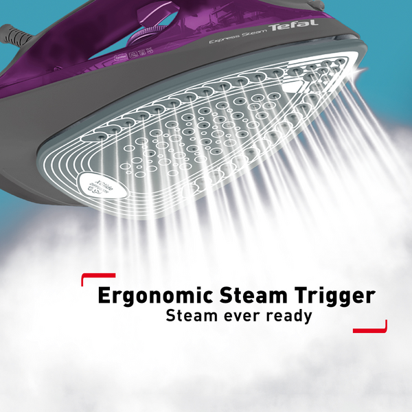 Tefal Express Steam Iron (Powergliss Ceramic Soleplate) 270ml 2600W FV2843 210g Steam Boost, Anti-Drip, Easy Refill, Fast Glide