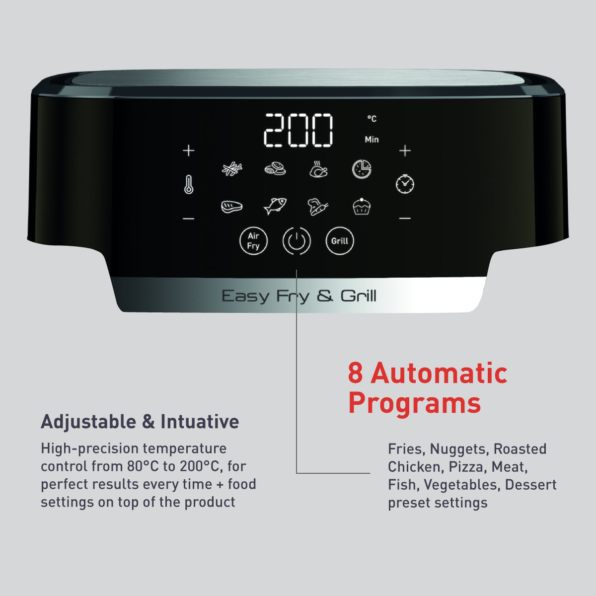 Tefal Easy Fry & Grill Precision 4.2L Healthy Air Fryer (1400W) EY5058 8 Programmes, Roasted Chicken, Extra Crisp, Fast Cooking, Easy-to-Clean