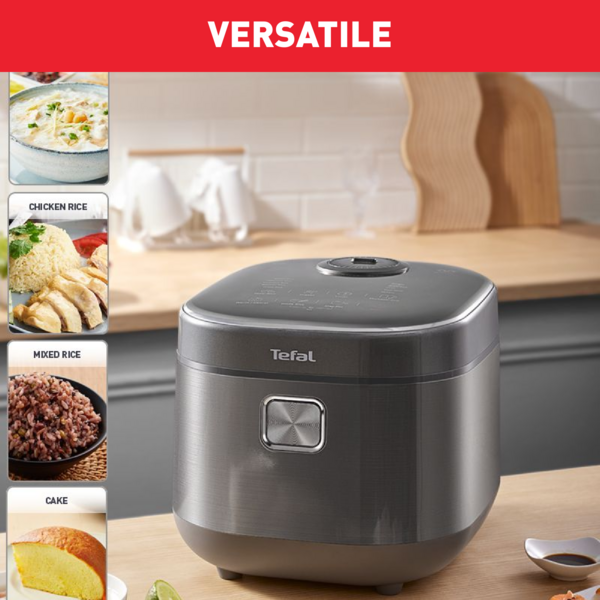 Tefal Rice Master Induction Fuzzy Logic 1.8L Rice Cooker RK818A 14 Programmes, 6-Layer Inner Cooking, User Friendly, Spherical Pot, 10 Cups