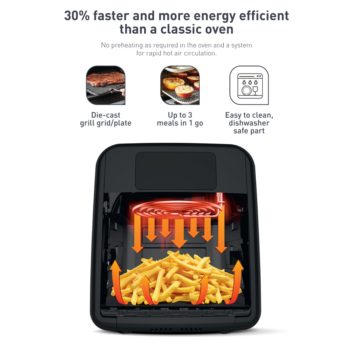 Tefal Easy Fry Healthy Air Fryer Oven & Grill w/7 Accessories 11L 9-in-1 FW5018 8 Programmes, 99% Less Fat, Rotisserie, Easy-to-Clean