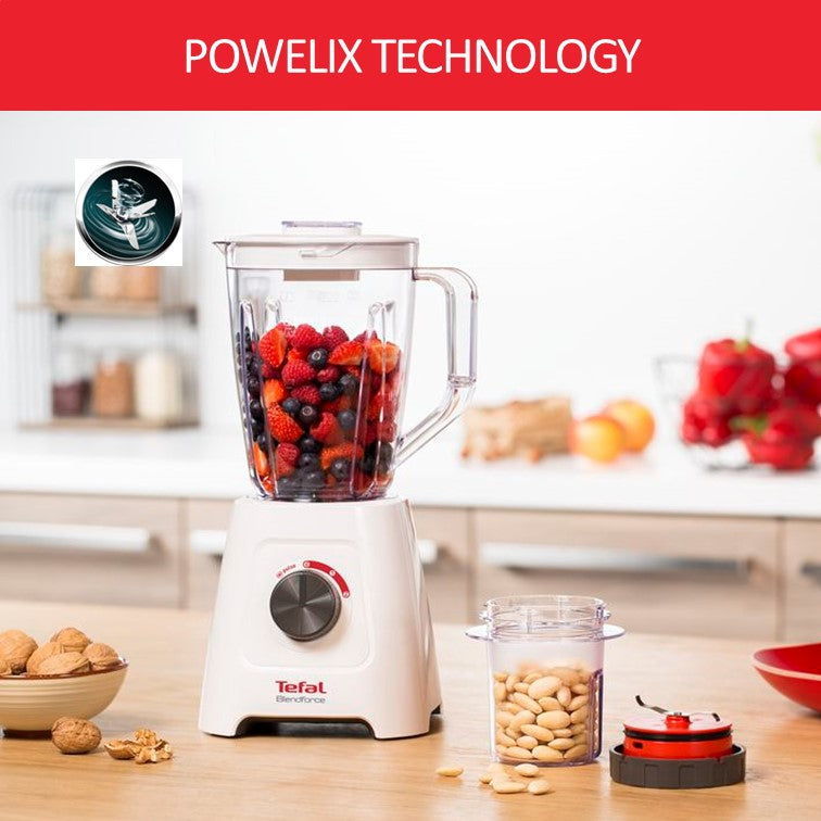 Tefal Blendforce Blender w/Grinder, Chopper & Spatula BL4291 - 600W, 2 speeds + pulse, 2L plastic jug, smart lock system